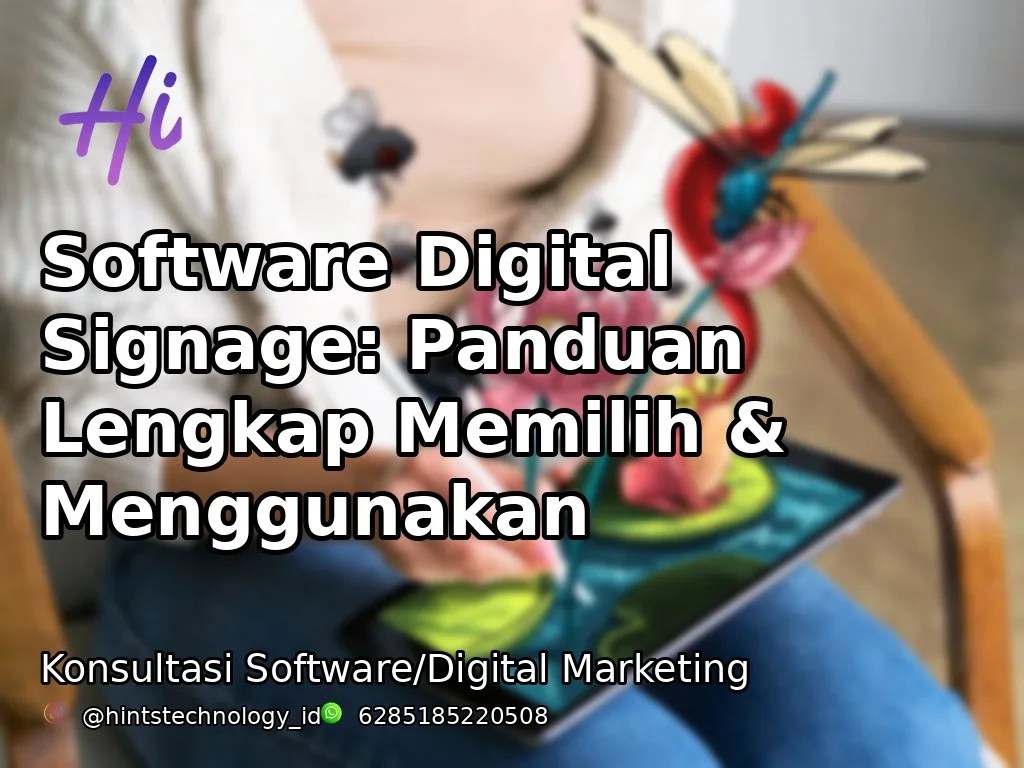 contoh tampilan software digital signage pada layar bisnis - Hints Technology