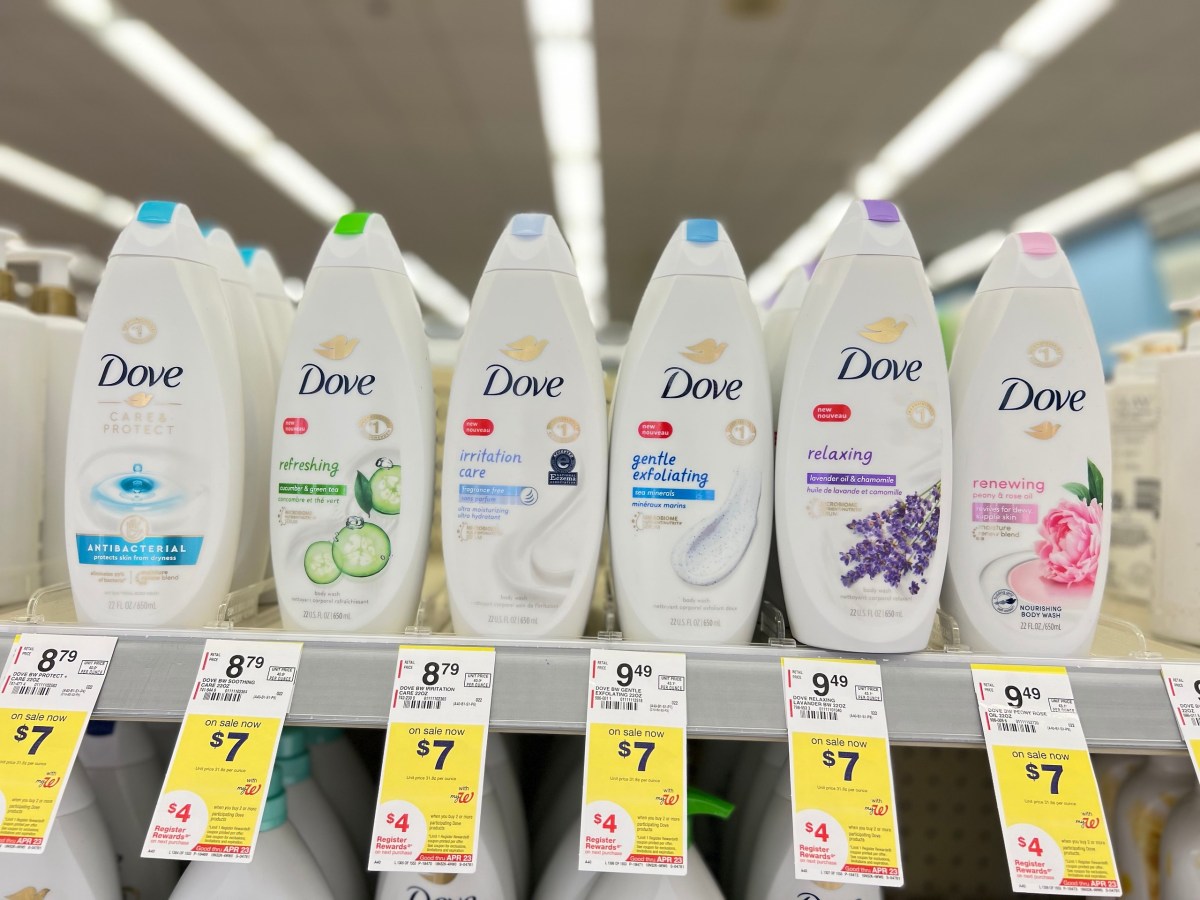 Dove Body Wash on store shelf