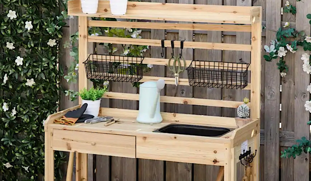 Wood potting bench only $99 shipped on walmart.com (reg. $160)