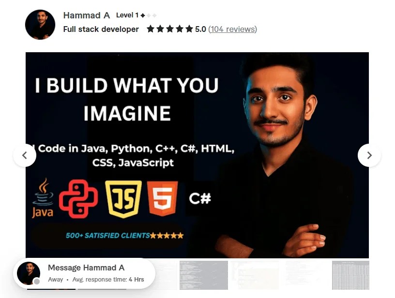 Hammad A – Expert JavaScript, React.js & Multi-Language Developer