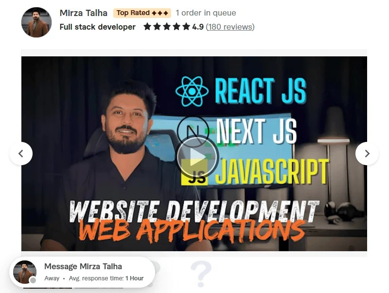 Best Fiverr JavaScript React.js Developers to Hire Mirza Talha – Web Application Development (React.js, Next.js, Node.js)