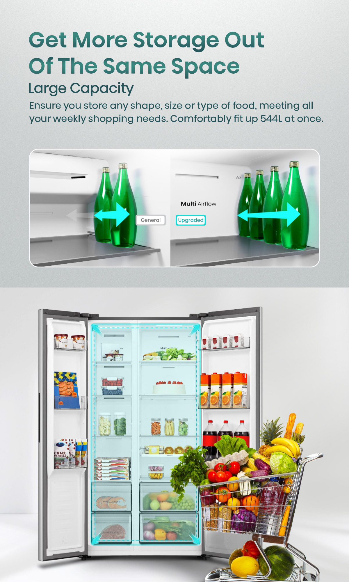 544L Side By Side Inverter Refrigerator White - Hisense Singapore