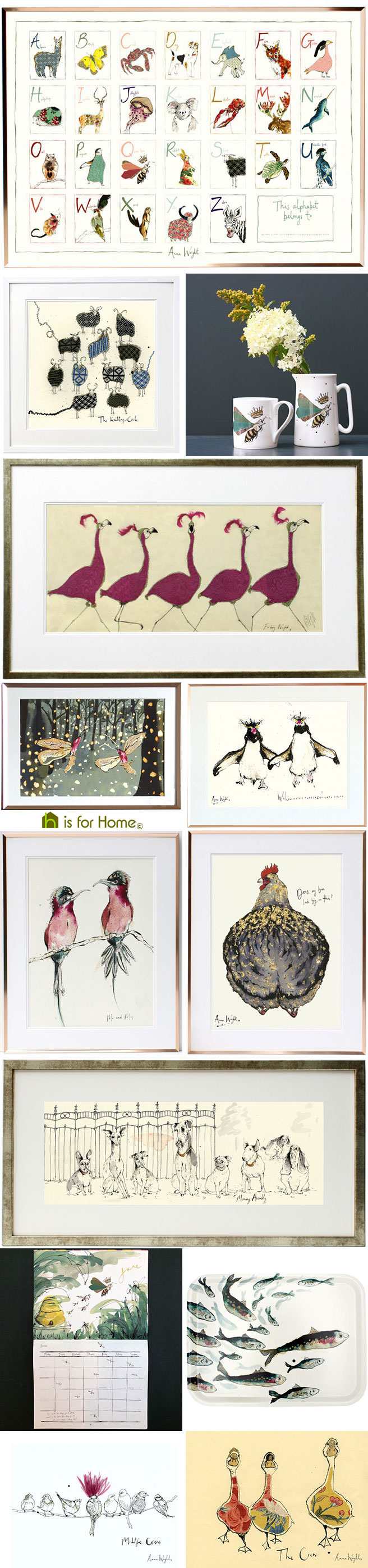 Mosaic of artworks by Anna Wright | H is for Home