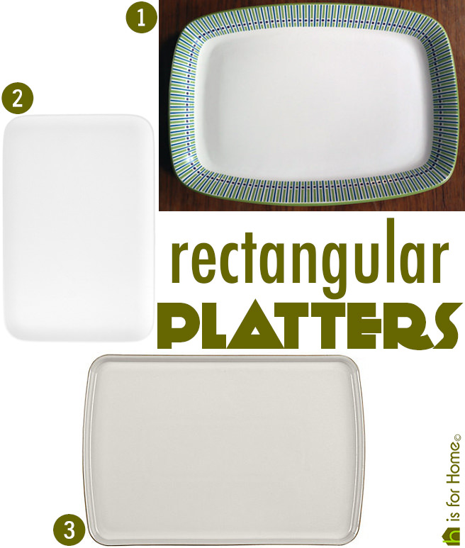 Three rectangular platters