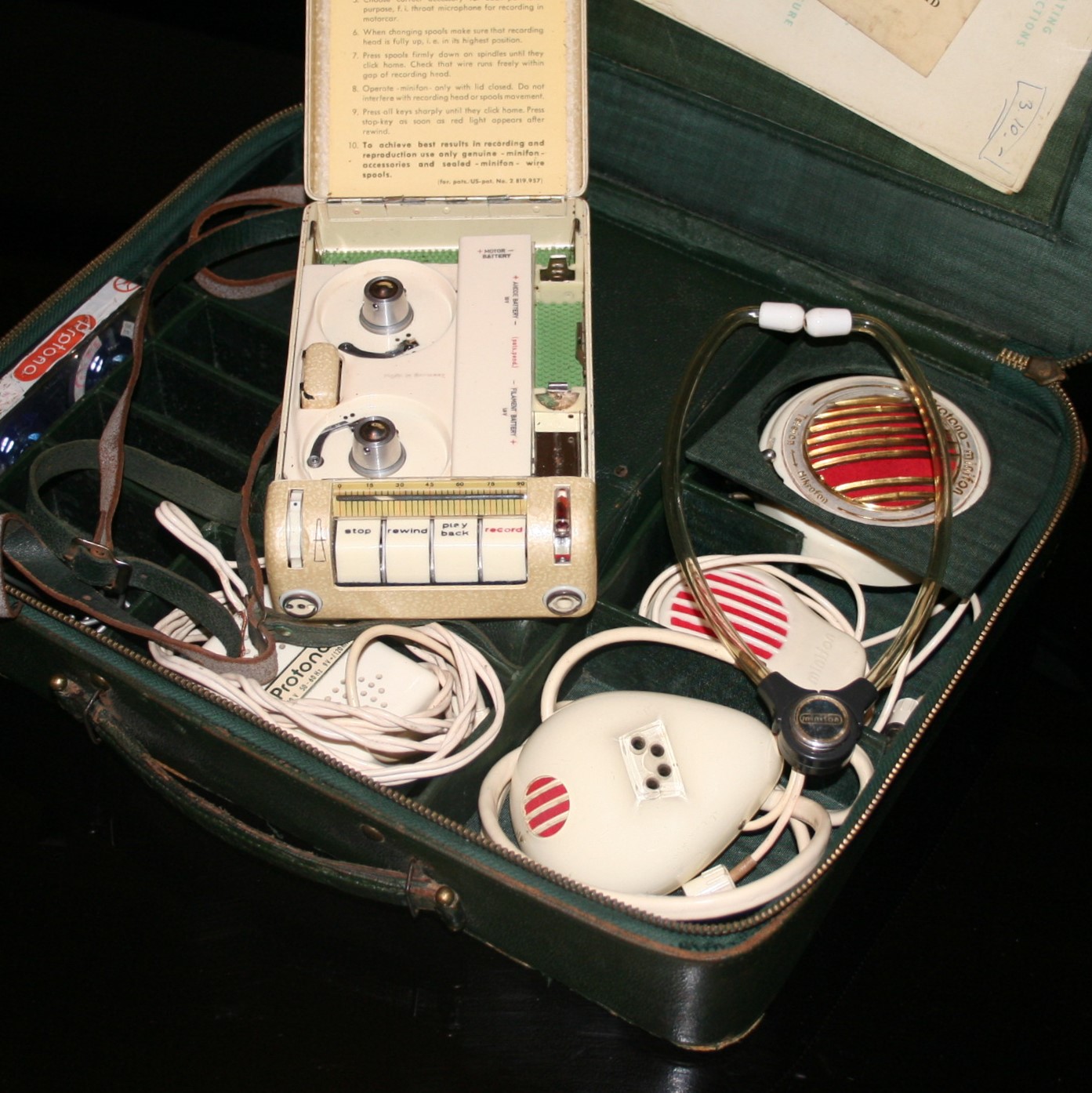 Cased Protona Minifon p55 Wire Recorder Spy Kit – historictech