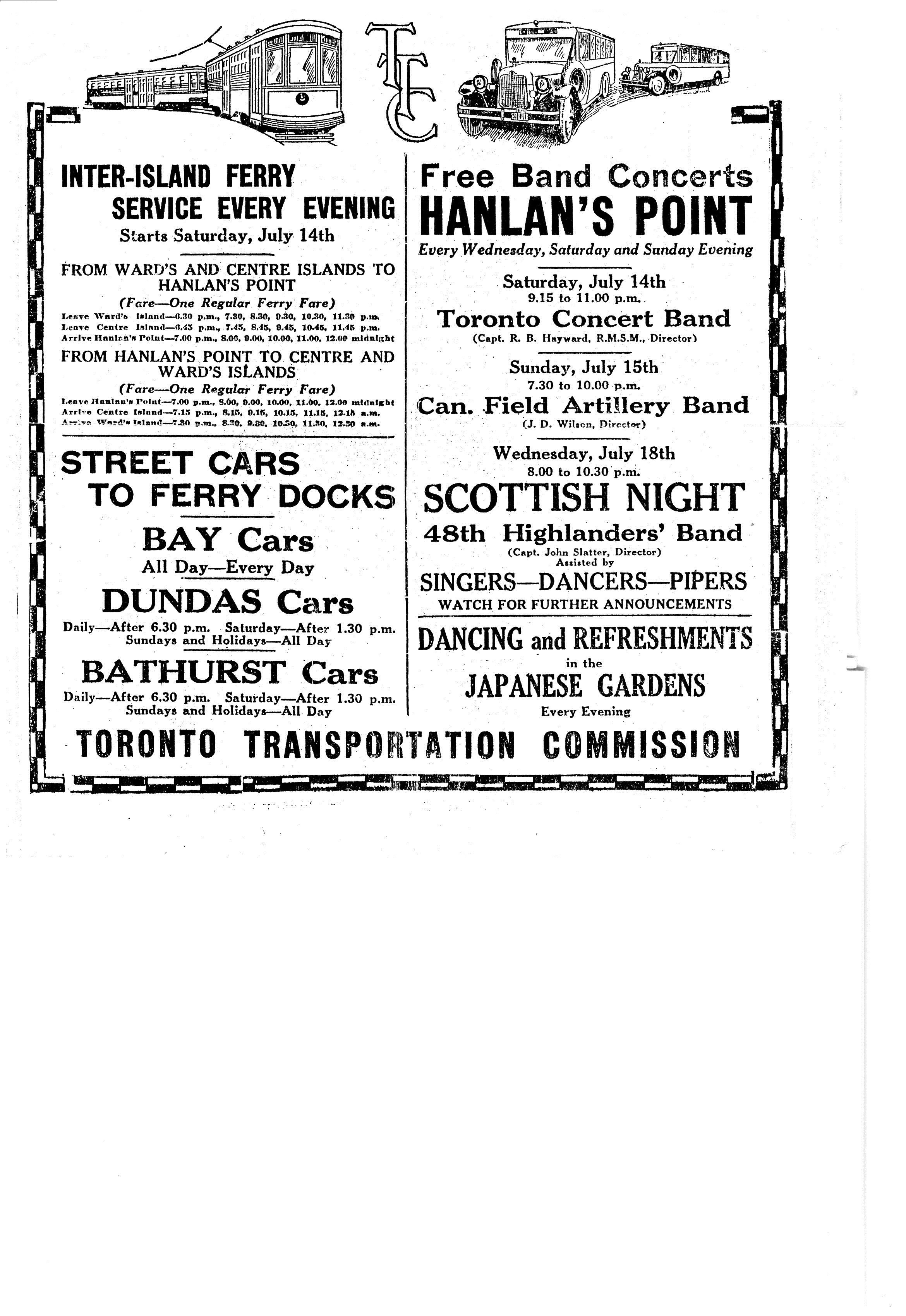 ttc-poster-ferry-service-and-island-events-1928-toronto-island-history