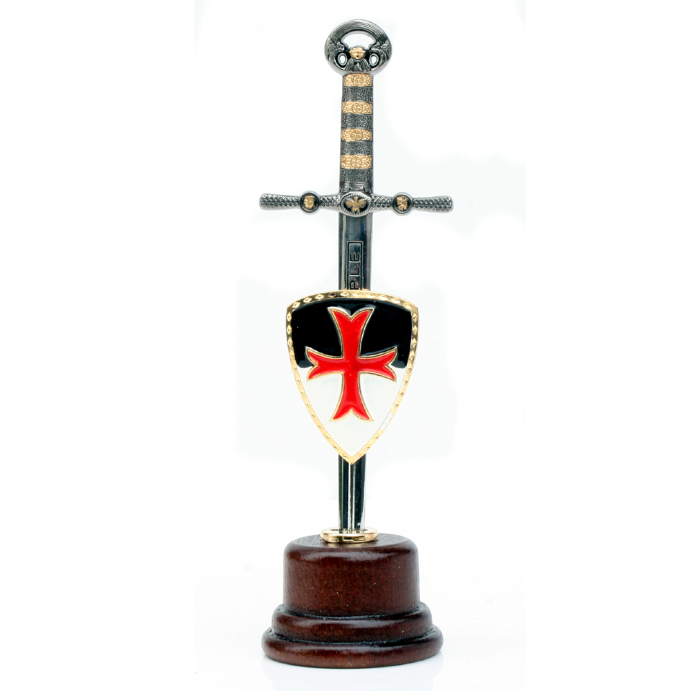 Knights Templar Sword Letter Opener with stand.
