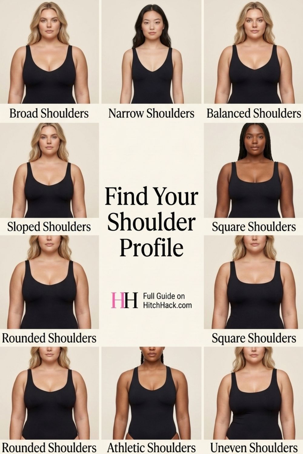 Broad, narrow, balanced, sloped, square, rounded, athletic, petite, or uneven—which shoulder profile are you? Learn how your shoulder line changes necklines, sleeves, and overall outfit balance.