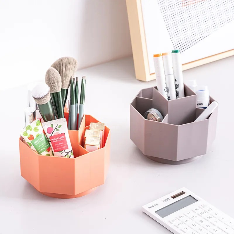 Rotating pen holder large-capacity desktop office student dormitory desktop cosmetics storage box brush holder pencil case - Image 4