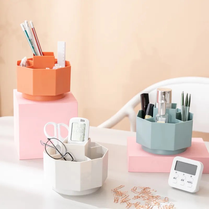 Rotating pen holder large-capacity desktop office student dormitory desktop cosmetics storage box brush holder pencil case - Image 3