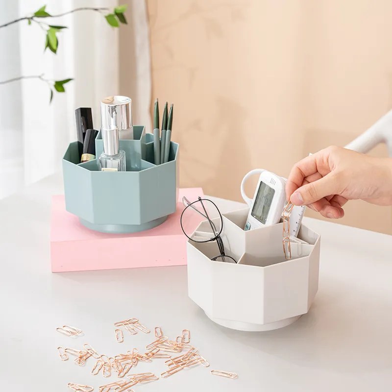 Rotating pen holder large-capacity desktop office student dormitory desktop cosmetics storage box brush holder pencil case - Image 2