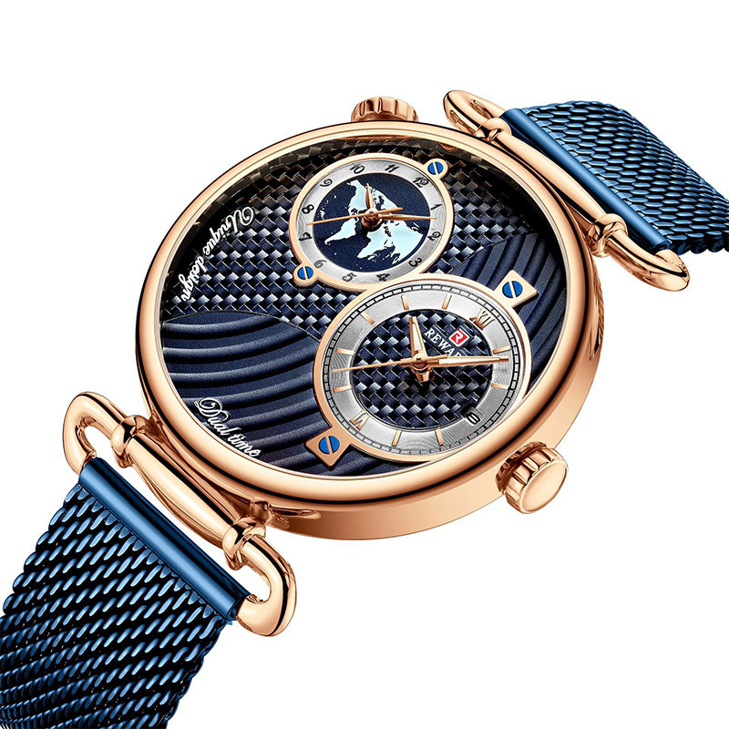 Multi-time zone ultra-thin waterproof business steel mesh strap men's watch - Image 6