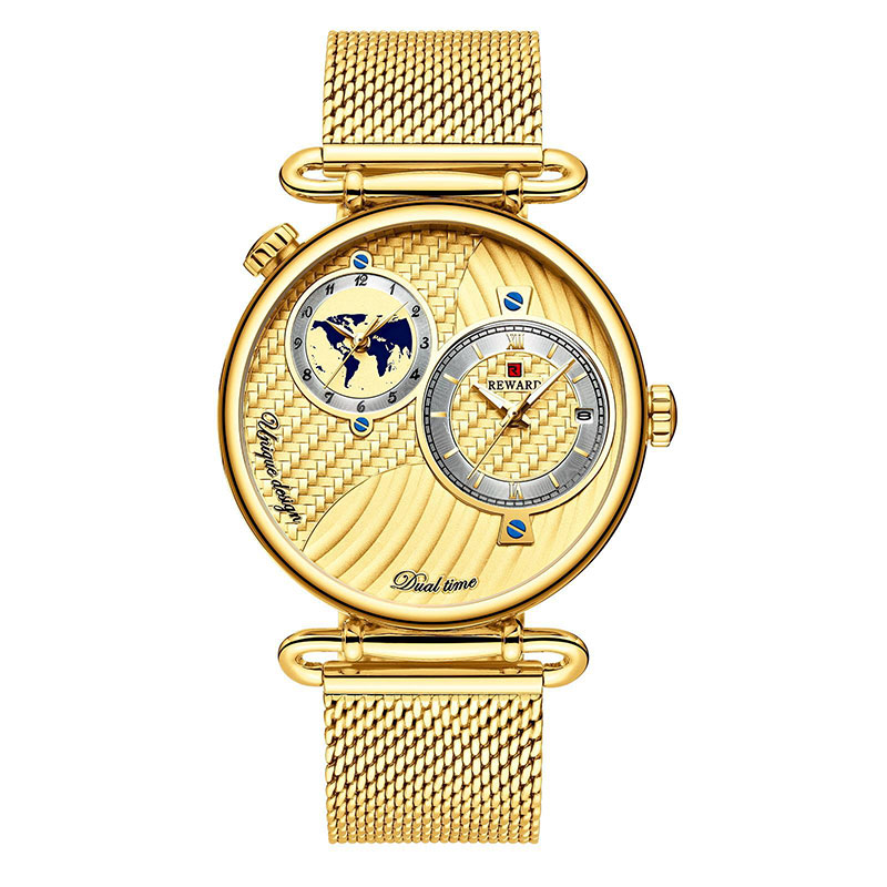 Multi-time zone ultra-thin waterproof business steel mesh strap men's watch - Image 2