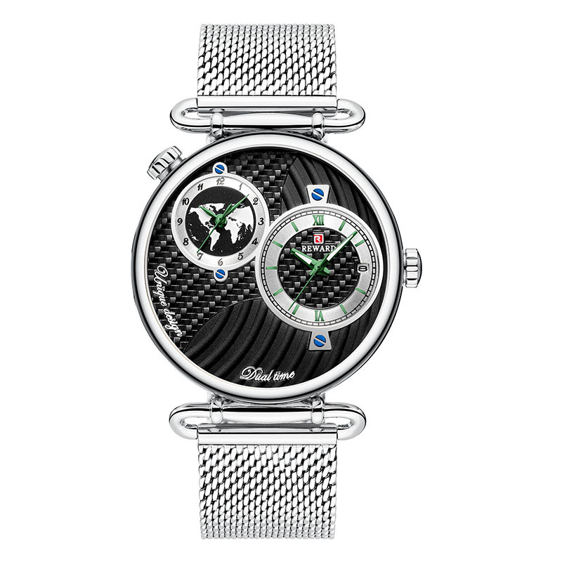 Multi-time zone ultra-thin waterproof business steel mesh strap men's watch - Image 3