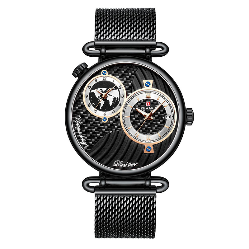 Multi-time zone ultra-thin waterproof business steel mesh strap men's watch - Image 4