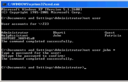 How to reset windows password using command line