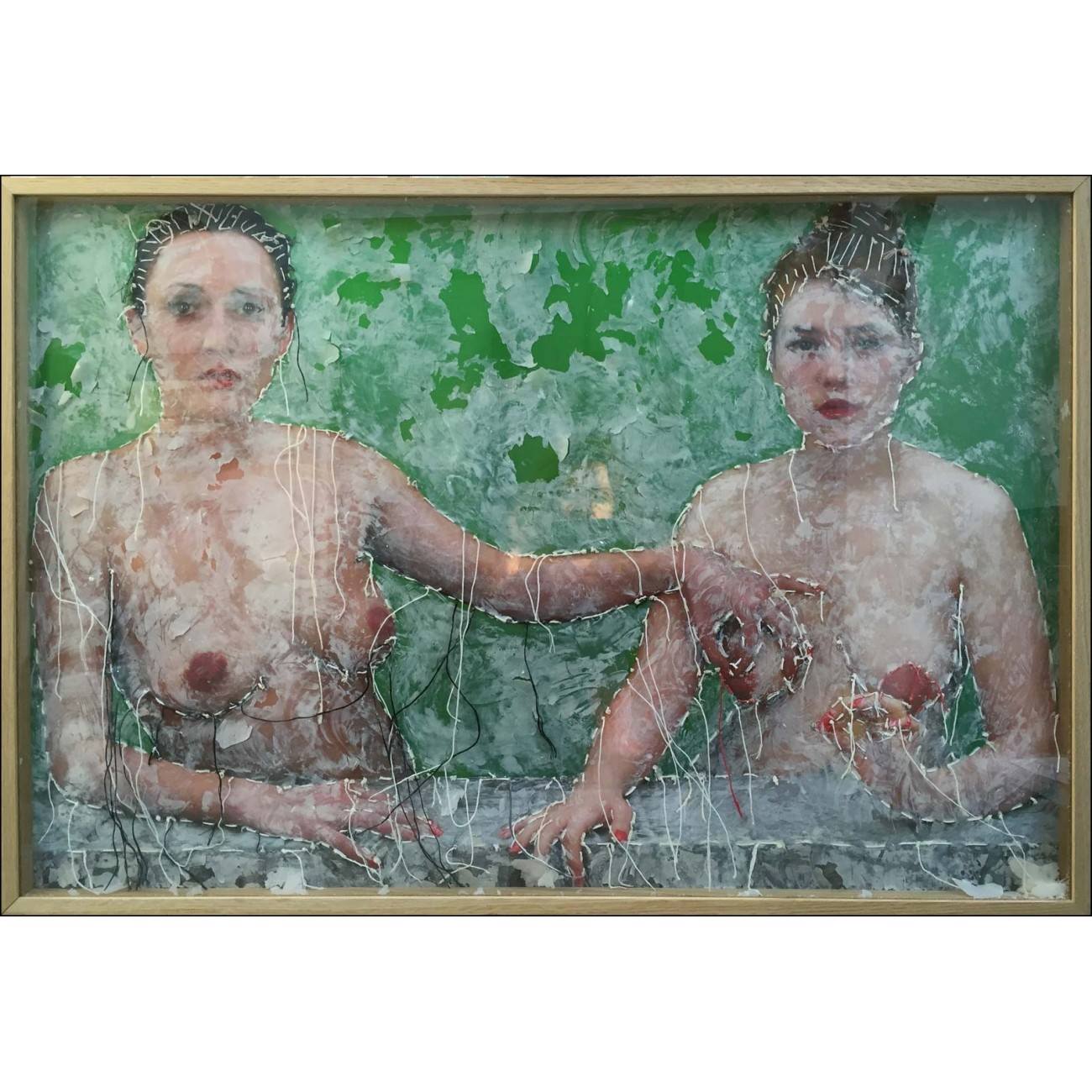 Guacolda Gabrielle d'Estree (2015) Cire et broderie sur photo encadree 63 x 93 cm Oeuvre unique