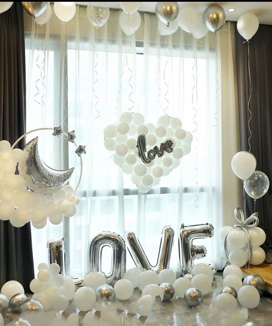 Love自助佈置氣球套裝R小白心+小月亮 #1938