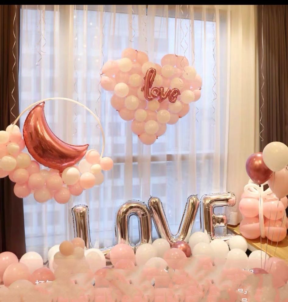 Love自助佈置氣球套裝S小粉心+小月亮 #1941