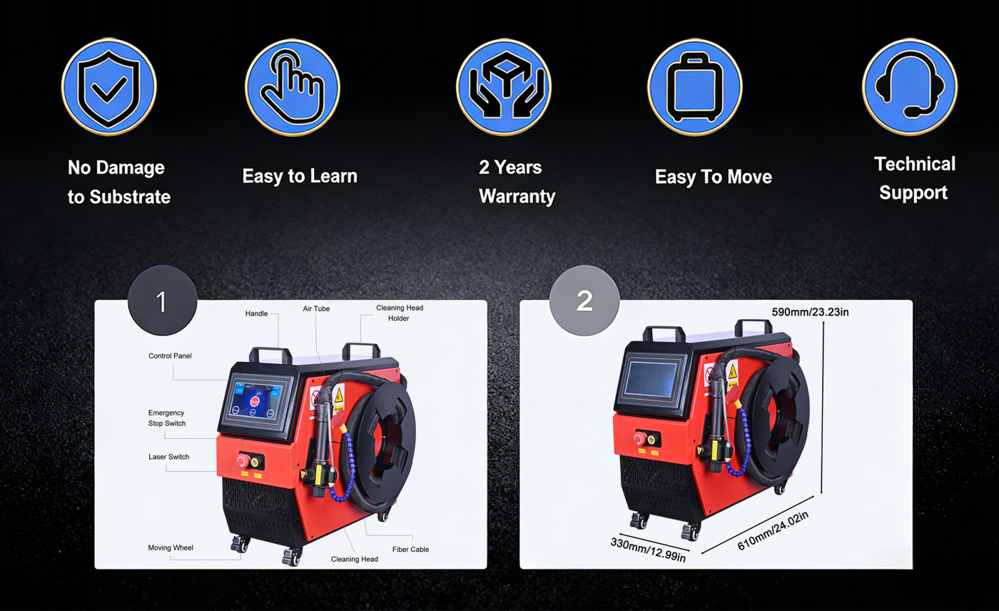 HL Laser JPT 300W Pulse Laser Cleaning Machine Wood Oil Metal