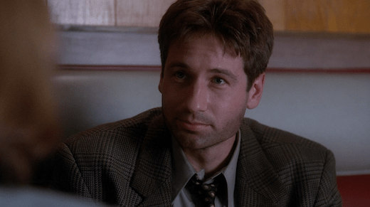 Mulder is unshaven after his adventures chasing the Jersey Devil.