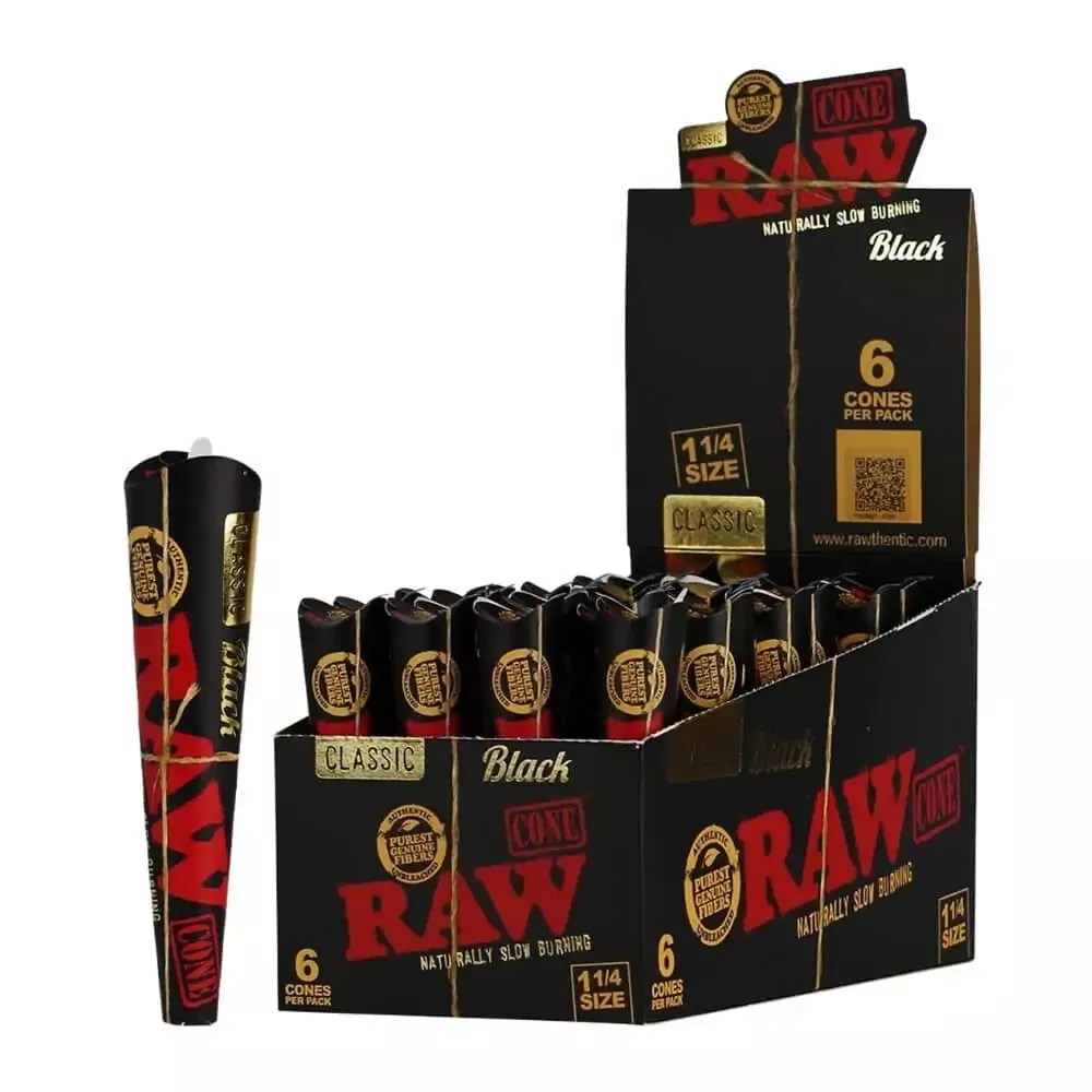 RAW BLACK CONES 114 6PK. 32 Packs per display