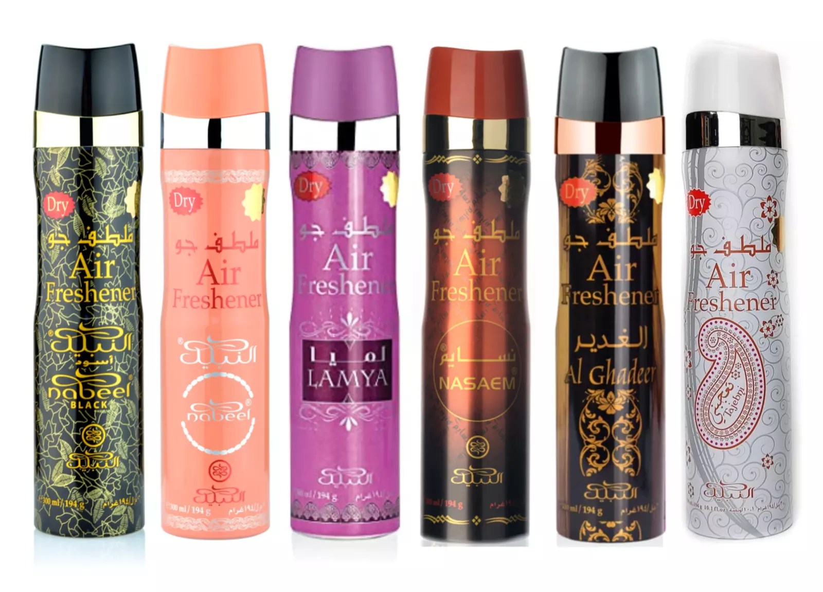 Nabeel Air Freshener Home Fragrance 300ml(10 Oz) Aerosol Variety Mix Pack of 6