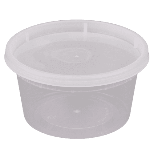 Rise Heavy Duty 12 oz. Microwavable Translucent Plastic Deli Container and Lid Combo Pack - 240/Case