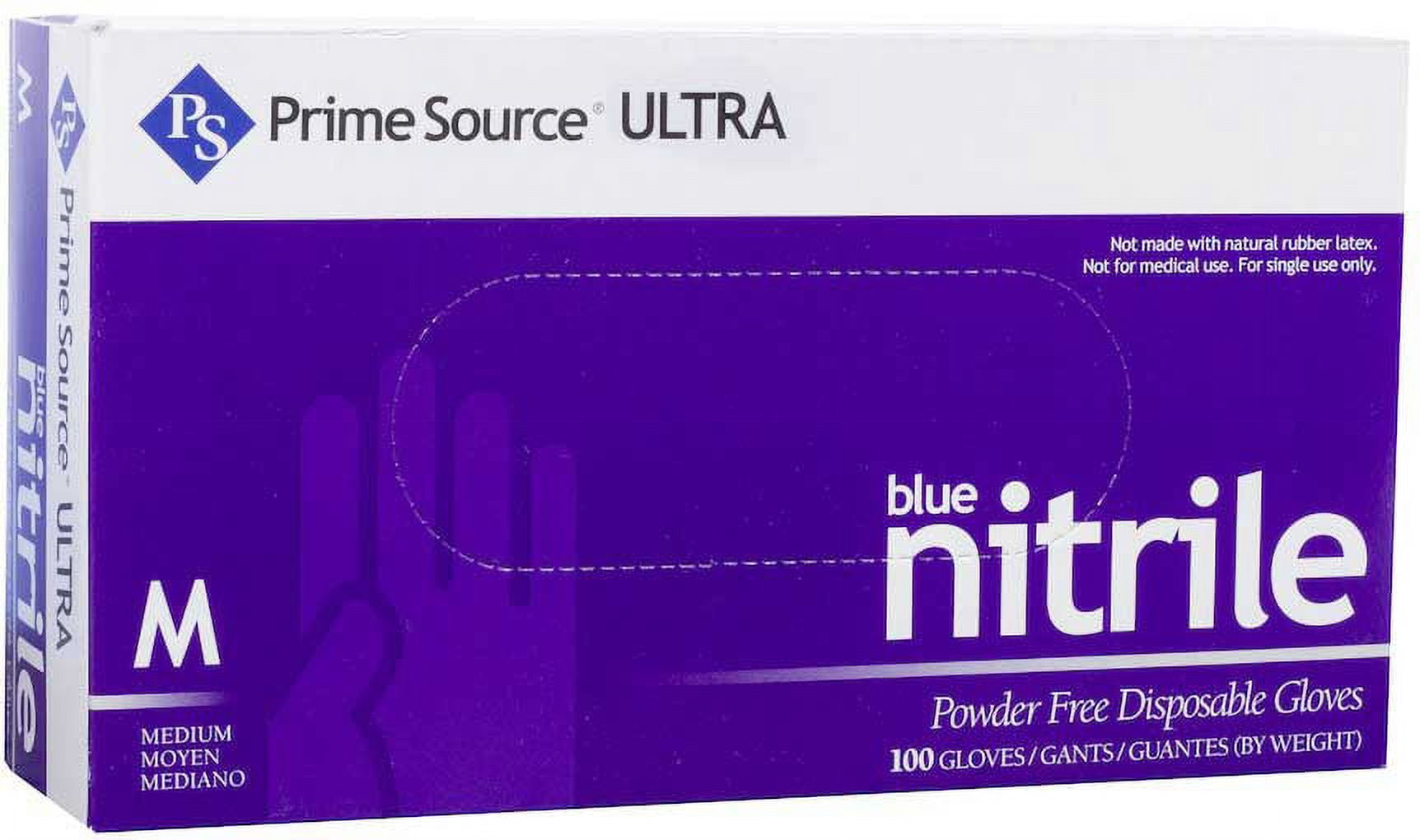 Gloves Prime Source 5 Mil Powder-Free Medium Blue Ultra Nitrile Disposable
