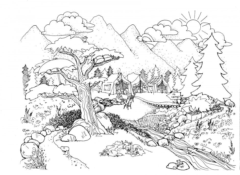 detailed landscape coloring pages for adults part 7