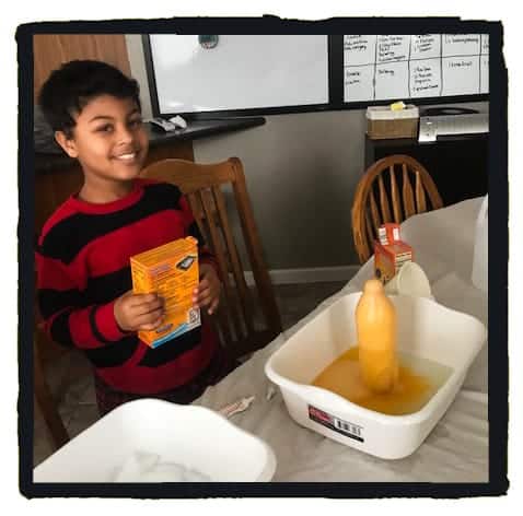 Alex doing a foaming experiment.