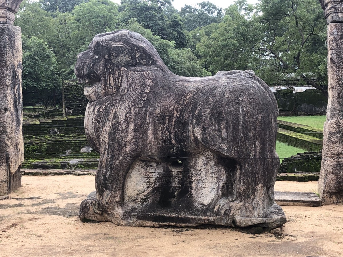 Lion in the Kings Council Chamber on Island Park, Polonnaruwa, Sri Lanka