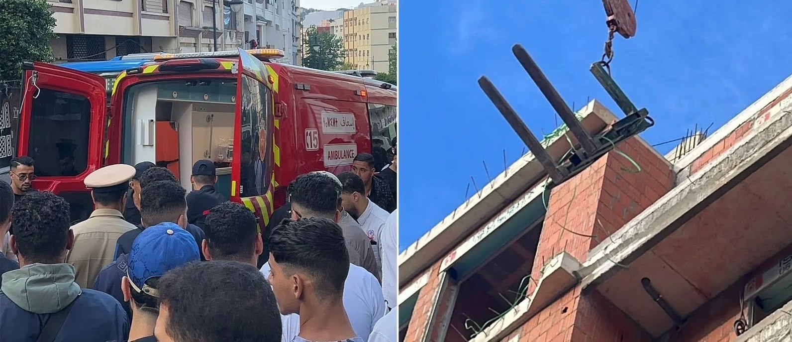 مصرع عامل وإصابة آخر في حادث مأساوي إثر سقوط حمولة إسمنتية بأورش للبناء بطنجة