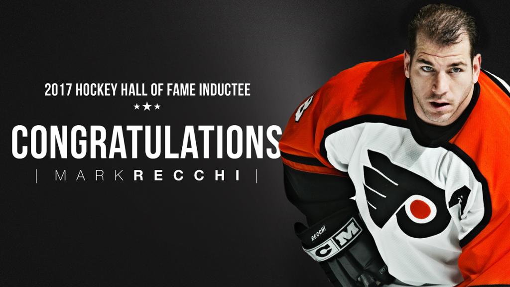 Recchi-HHOF Mark Recchi Atlanta Thrashers Boston Bruins Carolina Hurricanes Mark Recchi Montreal Canadiens Philadelphia Flyers Pittsburgh Penguins Tampa Bay Lightning 