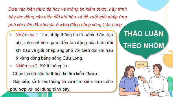 Giáo án điện tử Địa Lí 9 Cánh diều Bài 19: Thực hành: Phân tích tác động của biến đổi khí hậu ở Đồng bằng sông Cửu Long | PPT Địa 9