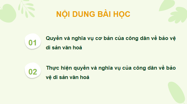 Giáo án điện tử KTPL 12 Cánh diều Bài 13: Quyền và nghĩa vụ của công dân trong bảo vệ di sản văn hoá | PPT Kinh tế Pháp luật 12