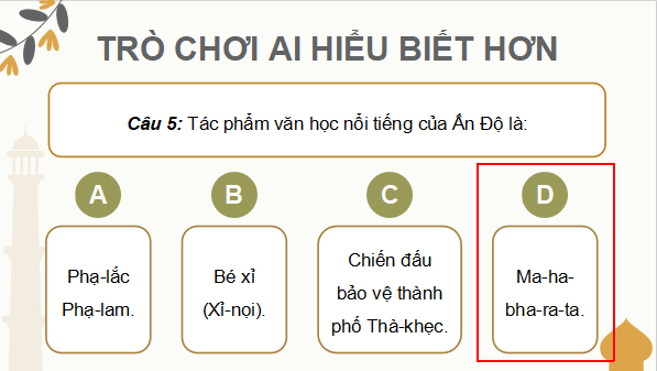 Giáo án điện tử Lịch Sử 8 Chân trời sáng tạo Bài 17: Ấn độ | PPT Sử 8