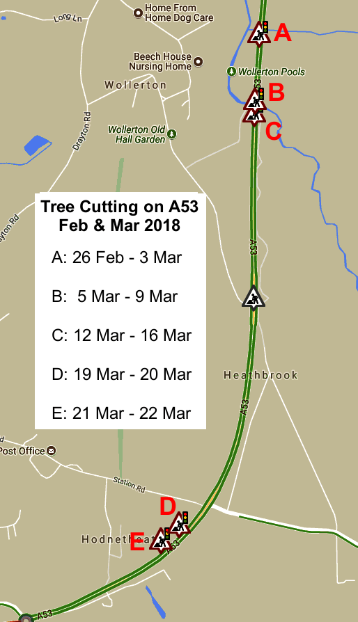 Tree Cutting on A53 - Feb/Mar 2018