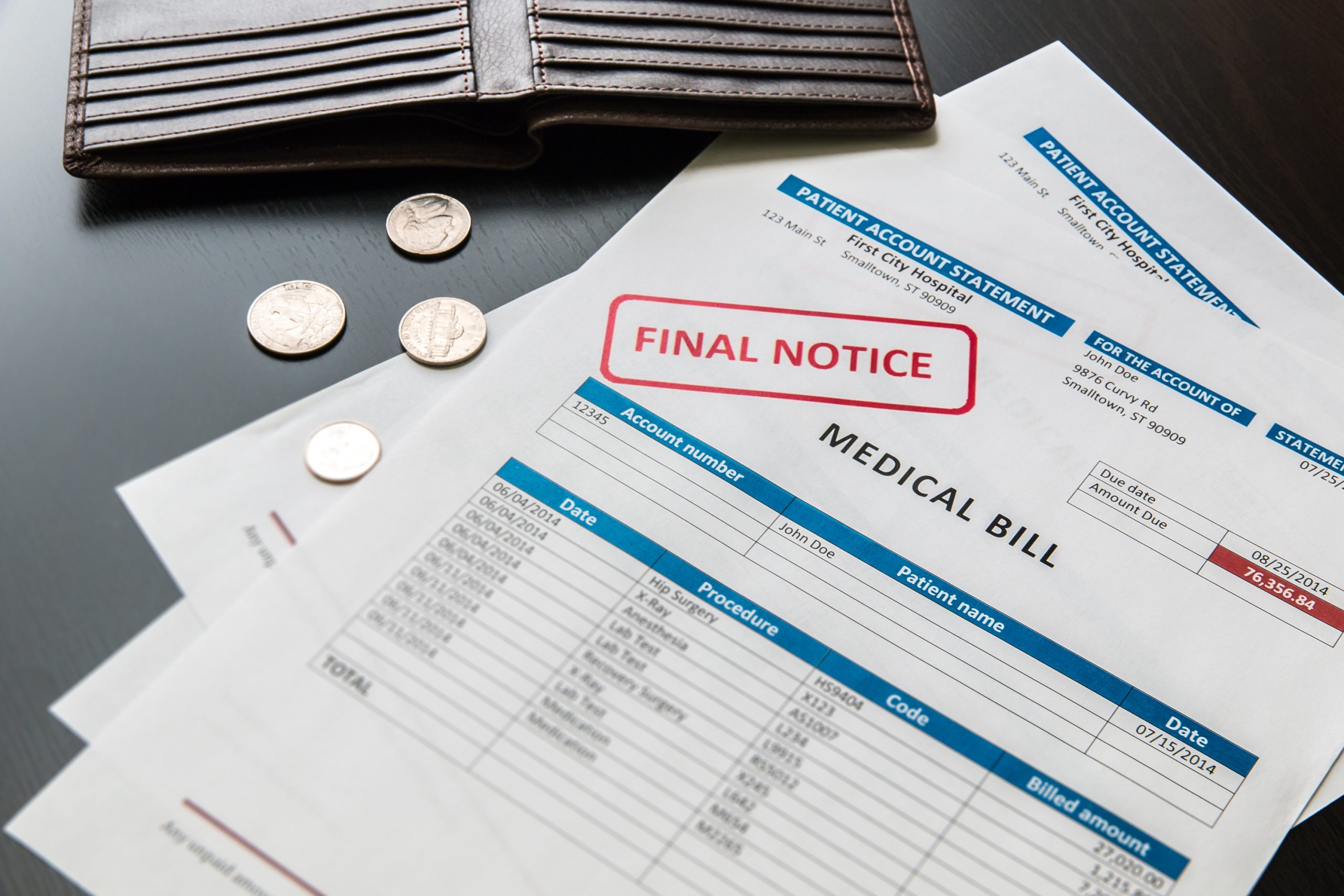Medical bill from after a car accident