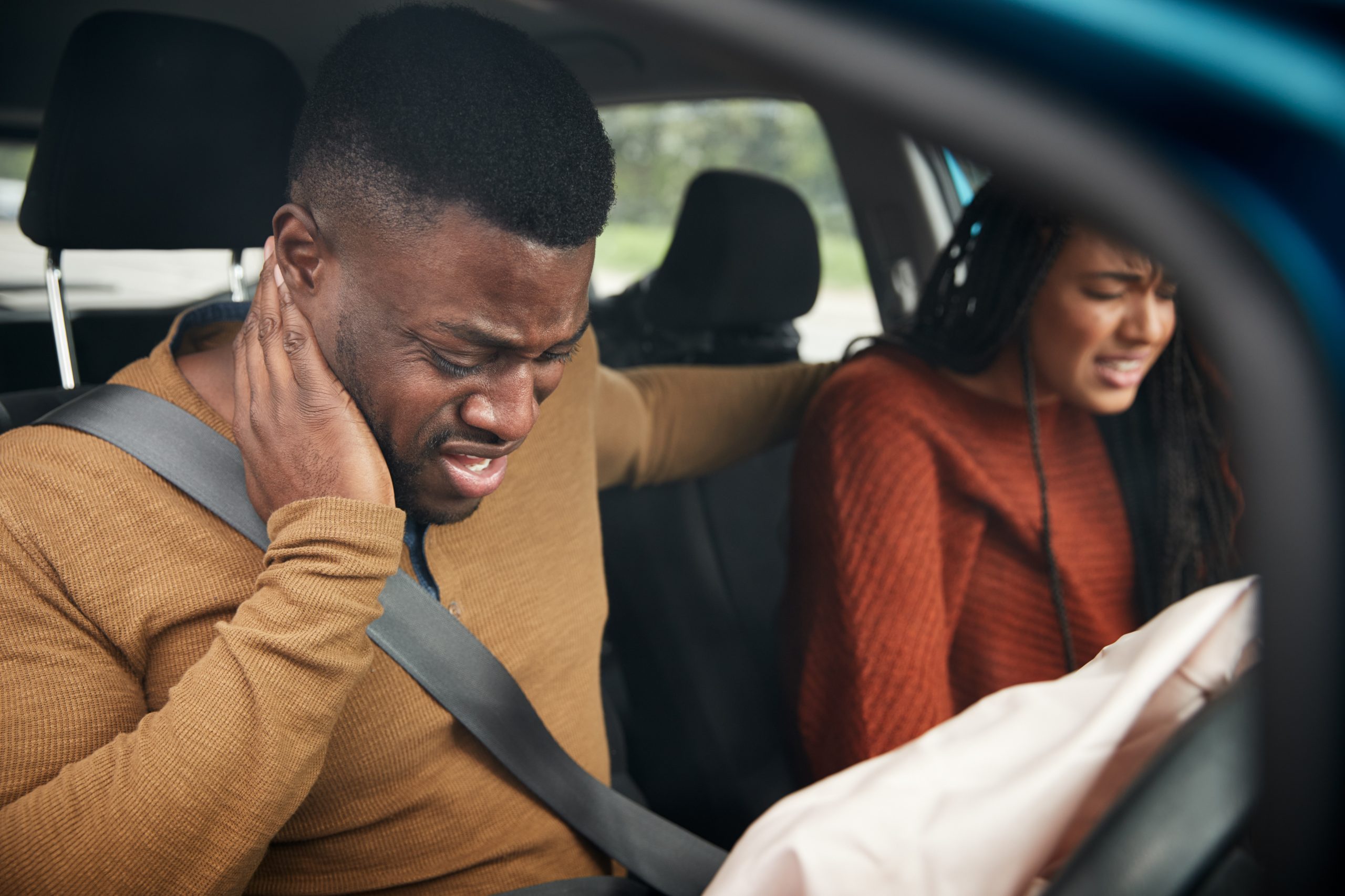 Car passenger injured in an accident
