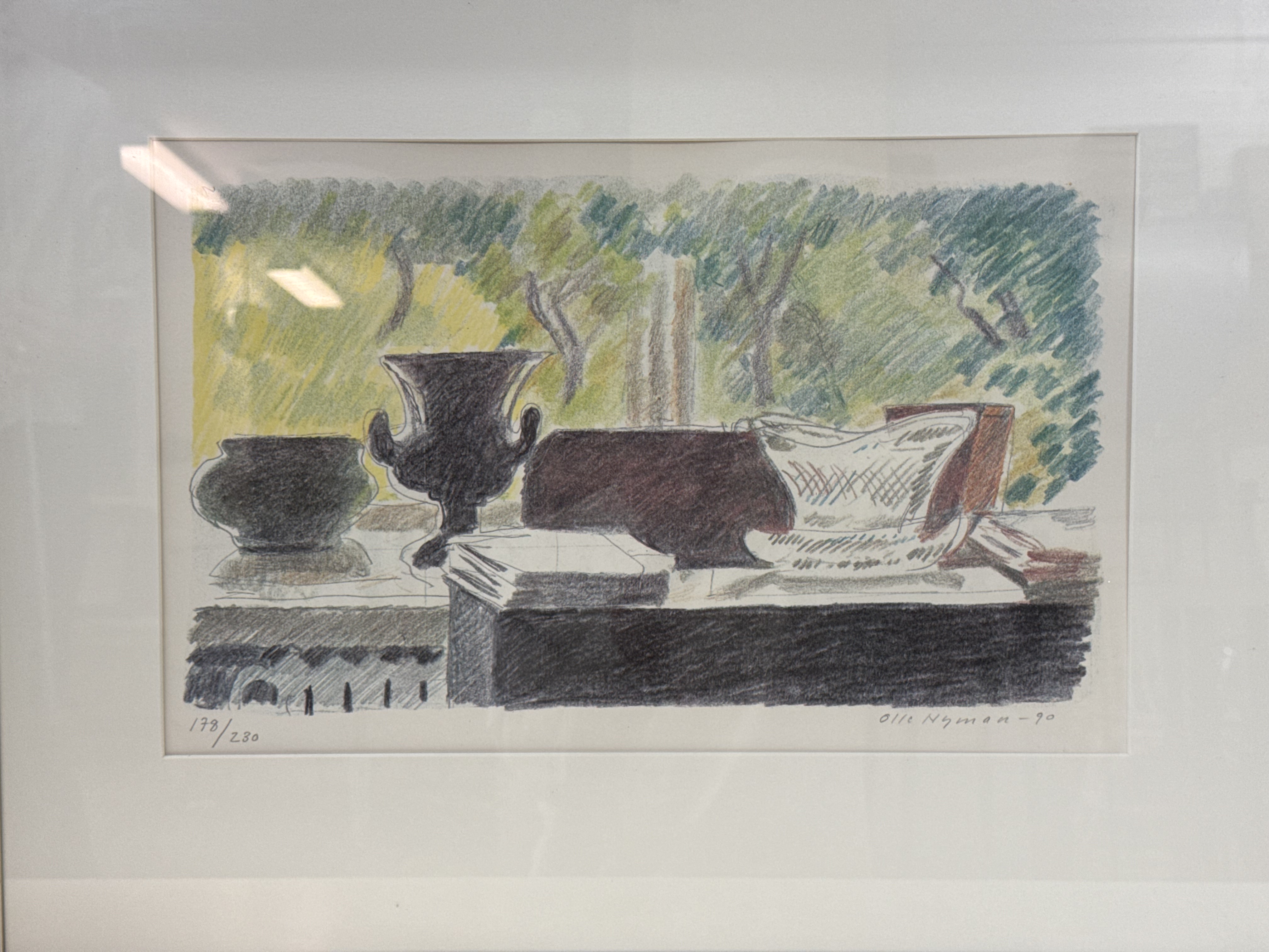 Olle Nyman – Stilleben Urna & Böcker, Signerad Litografi 178/230, 1990 - Bild 5