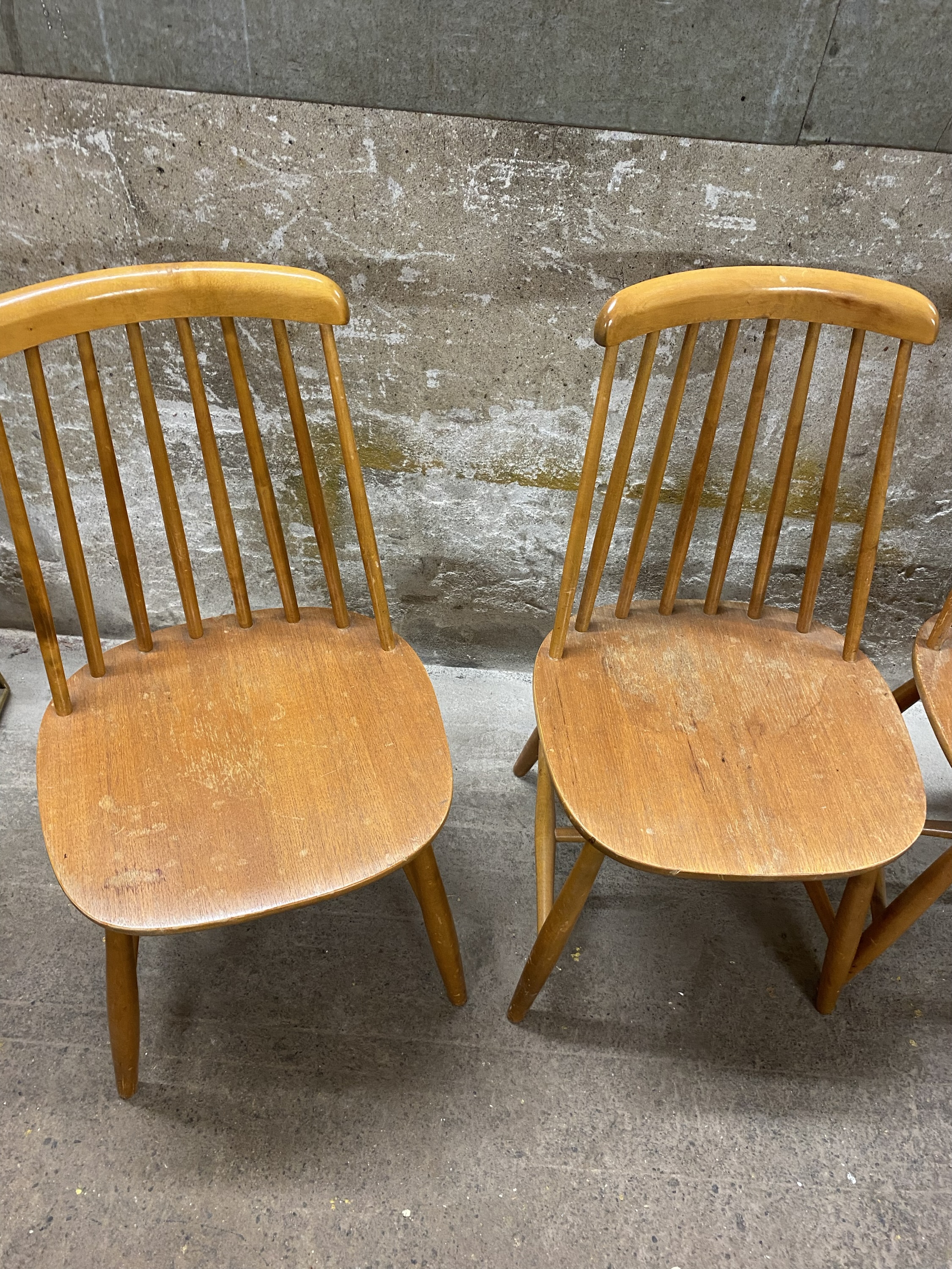 4 st Retro Pinnstolar Teak & Bok – 50-tal / 60-tal Nesto / Edsbyverken stil - Bild 2