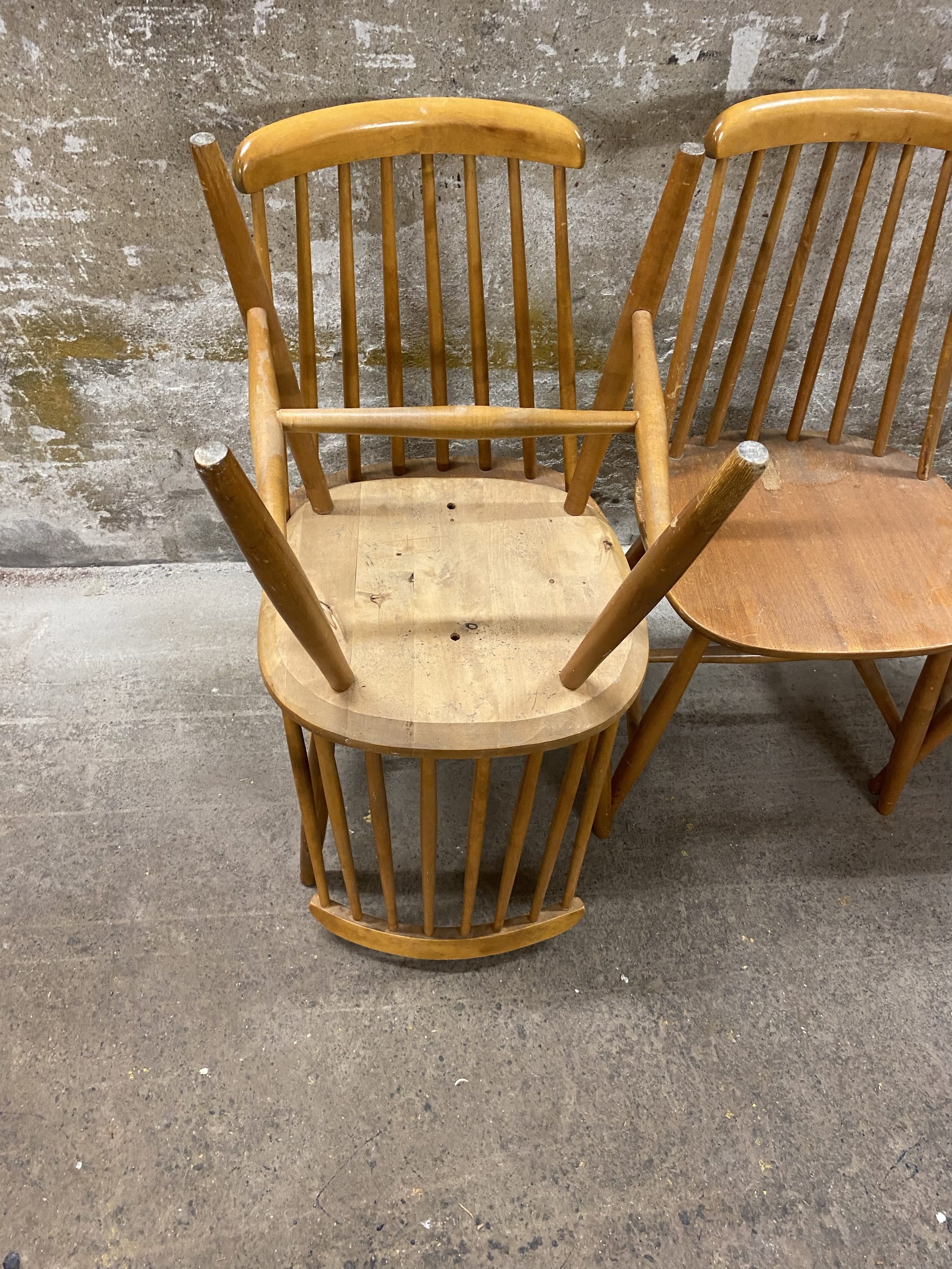 4 st Retro Pinnstolar Teak & Bok – 50-tal / 60-tal Nesto / Edsbyverken stil - Bild 3
