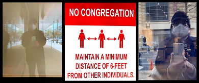 COVID sign promoting social distancing of 6 feet