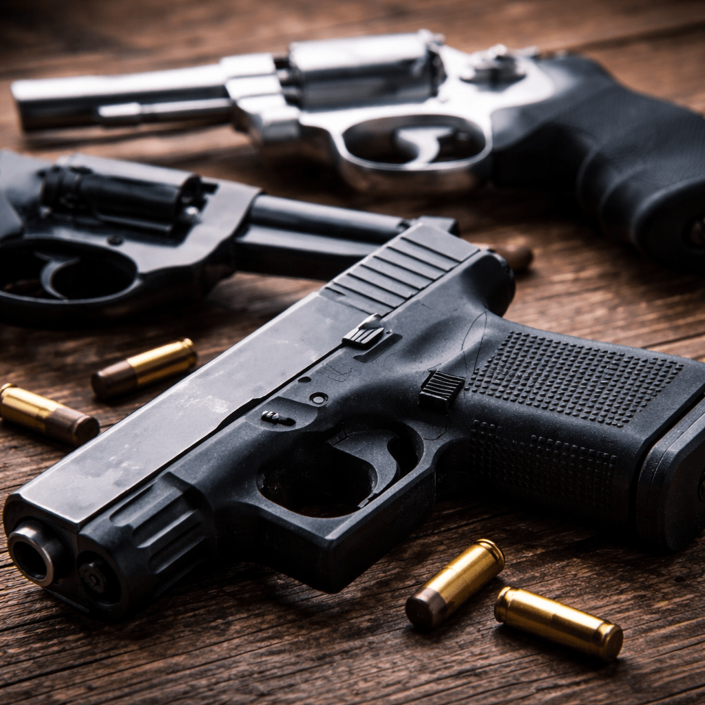 Handgun and ammunition representing weapons charges in South Carolina