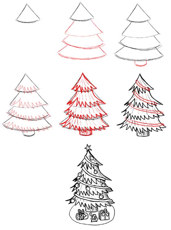 Download now cara mudah menggambar dan mewarnai pohon natal belajar menggambar . Cara Menggambar Pohon Dengan Fase Pensil Metode Lukisan Pohon Natal Bertahap Dengan Pensil Mudah Dan Indah