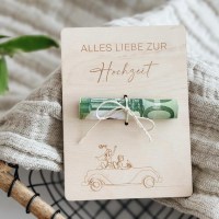 Holzkarte "Hochzeitsauto 2"