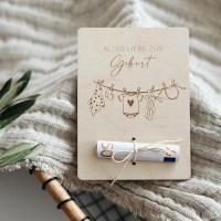 Holzkarte "Alles Liebe zur Geburt"
