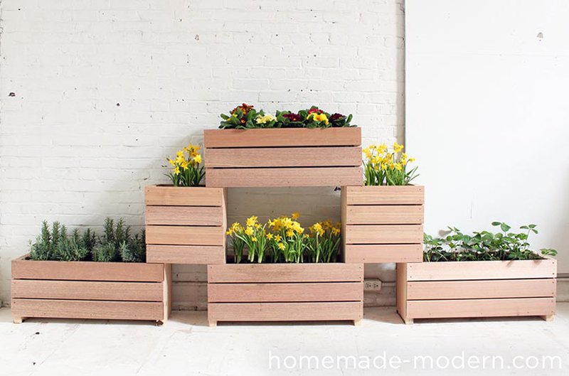 20 Simple Geometric And Modern Wooden Planters To Diy Home Design Lover