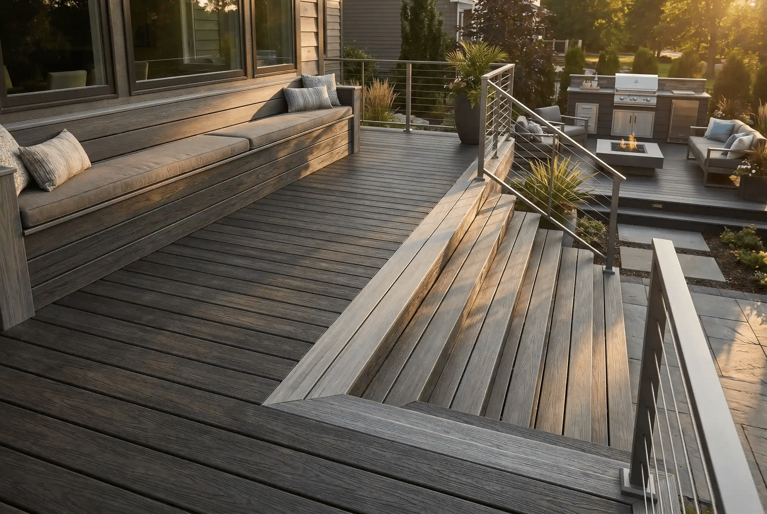Outdoor living space layout and design planning